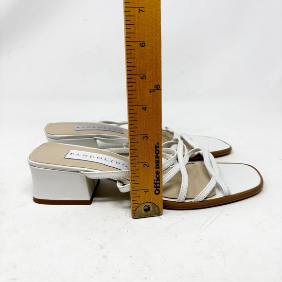 Y2K Bandolino White Strappy Heeled Sandals Women's Size 8M Square Toe Block Heel - Picture 5 of 8